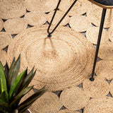 JONATHAN Y Dahlia Round Natural Jute Boho Circle Area Rug