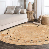 JONATHAN Y Eden Round Natural Jute Boho Circle Area Rug