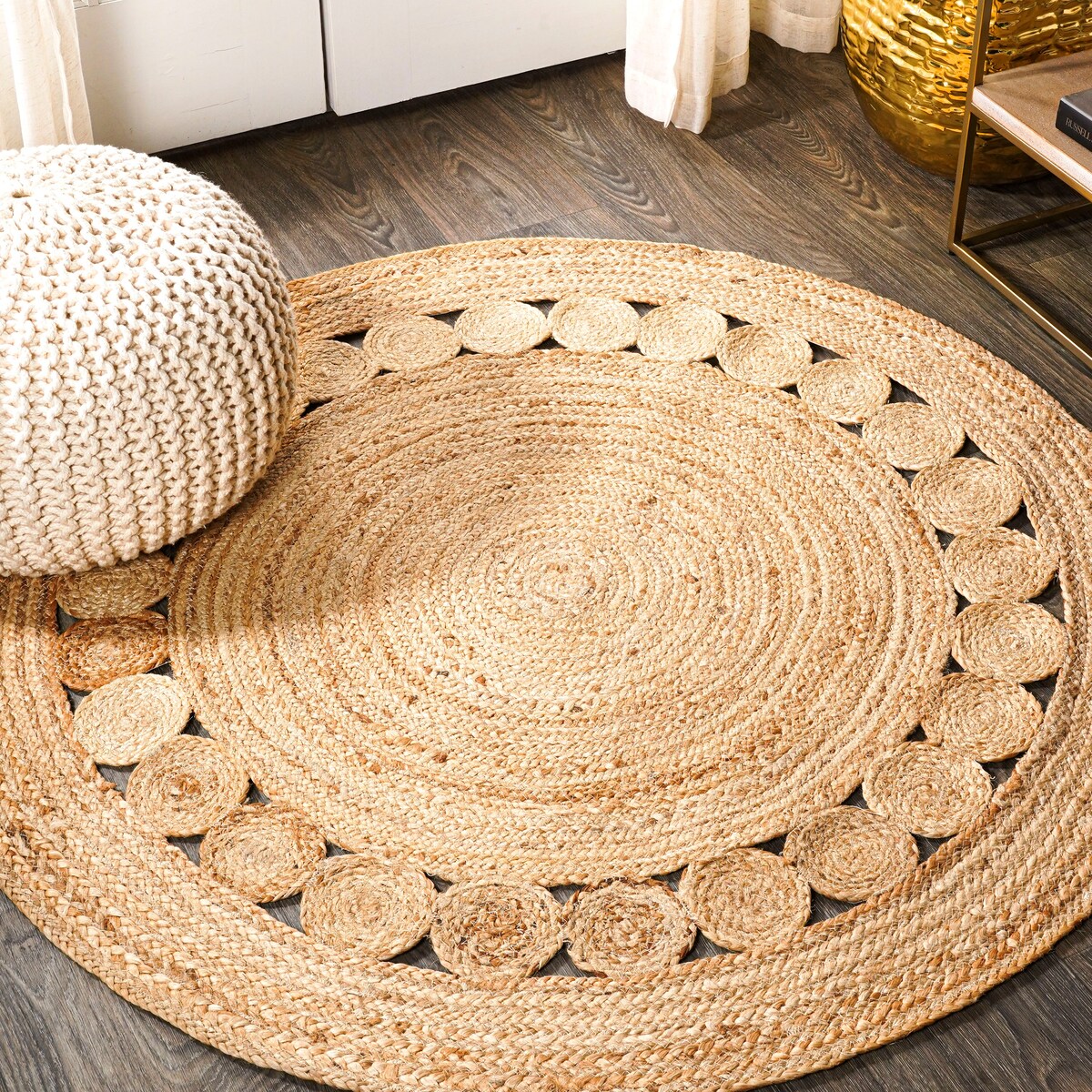 JONATHAN Y Eden Round Natural Jute Boho Circle Area Rug
