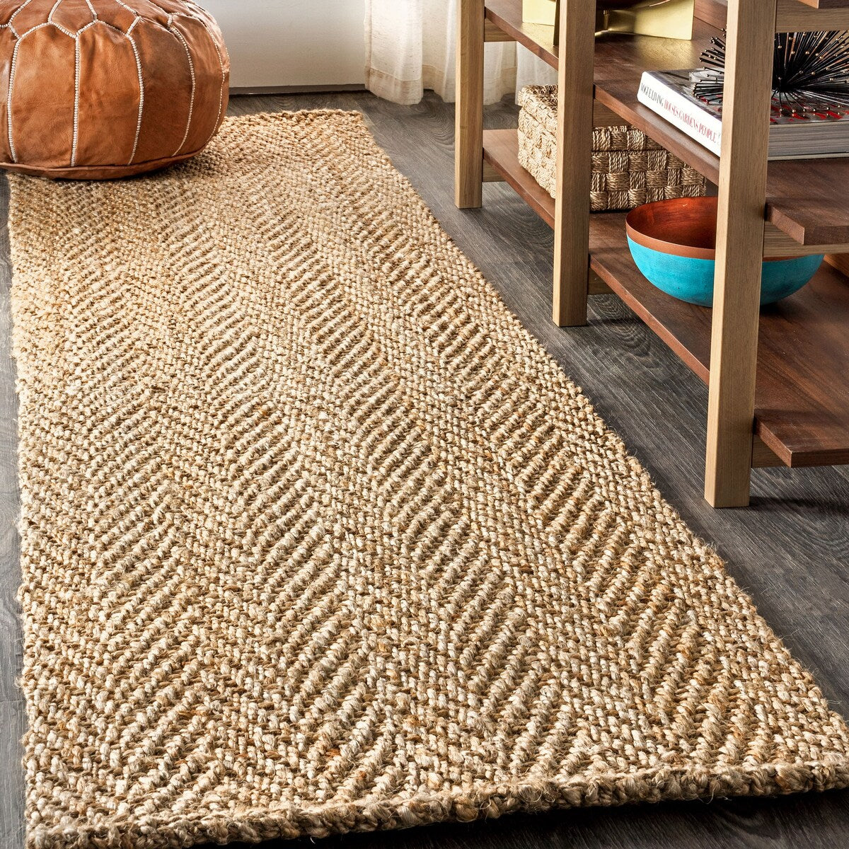 JONATHAN Y Estera Hand Woven Herringbone Chunky Jute Area Rug