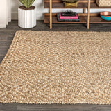 JONATHAN Y Espina Hand Woven Diamond Chunky Jute Area Rug