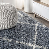 JONATHAN Y Modern Shag Plush Tassel Moroccan Geometric Trellis Area Rug