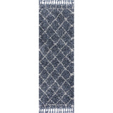 JONATHAN Y Modern Shag Plush Tassel Moroccan Geometric Trellis Area Rug