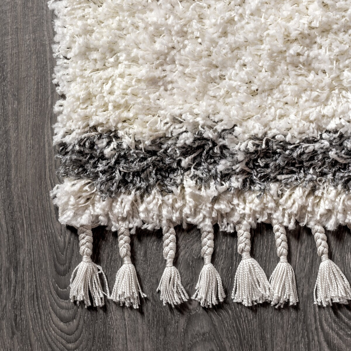 JONATHAN Y Modern Shag Plush Tassel Moroccan Tribal Geometric Trellis Area Rug