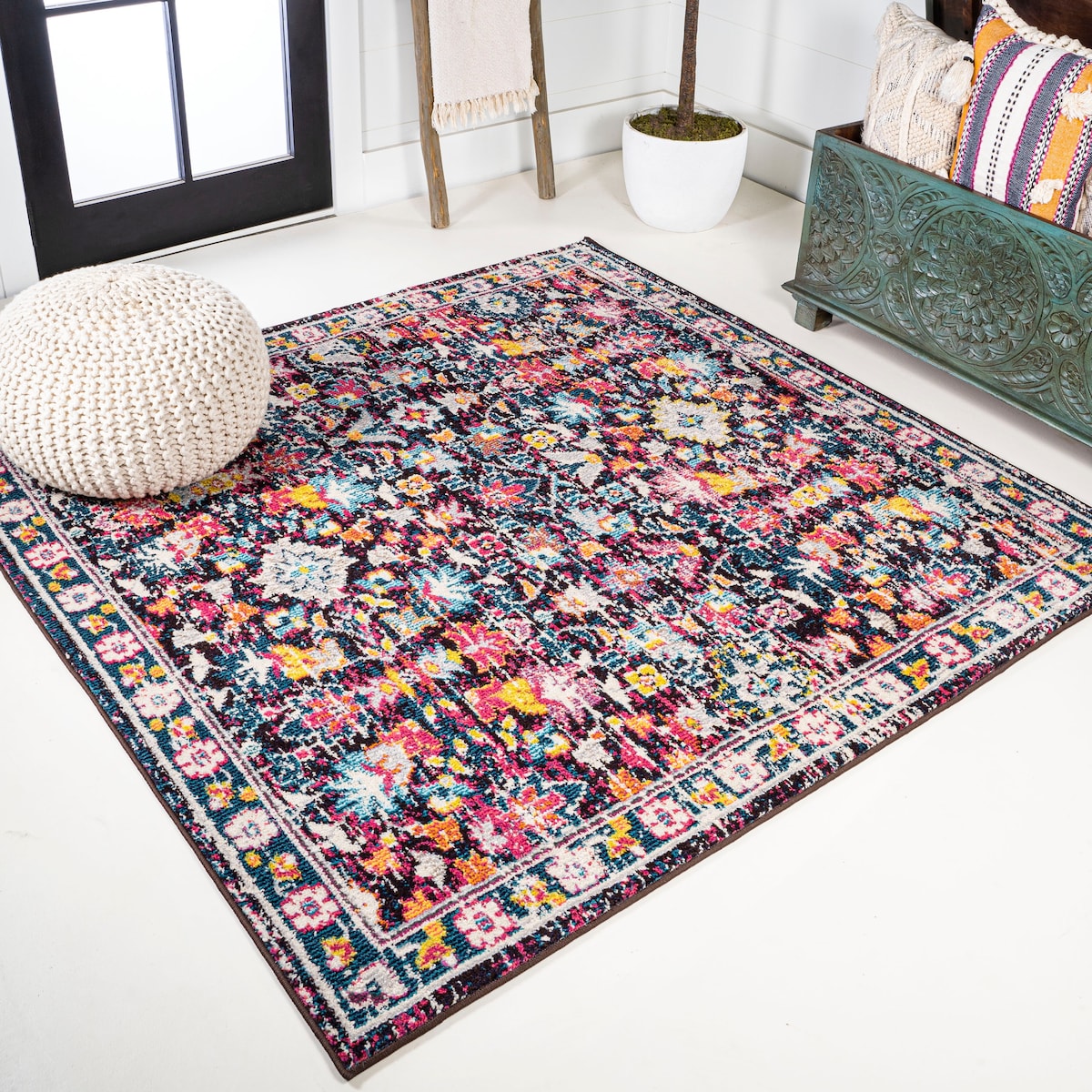 JONATHAN Y Traditional Persian Boho Floral Area Rug