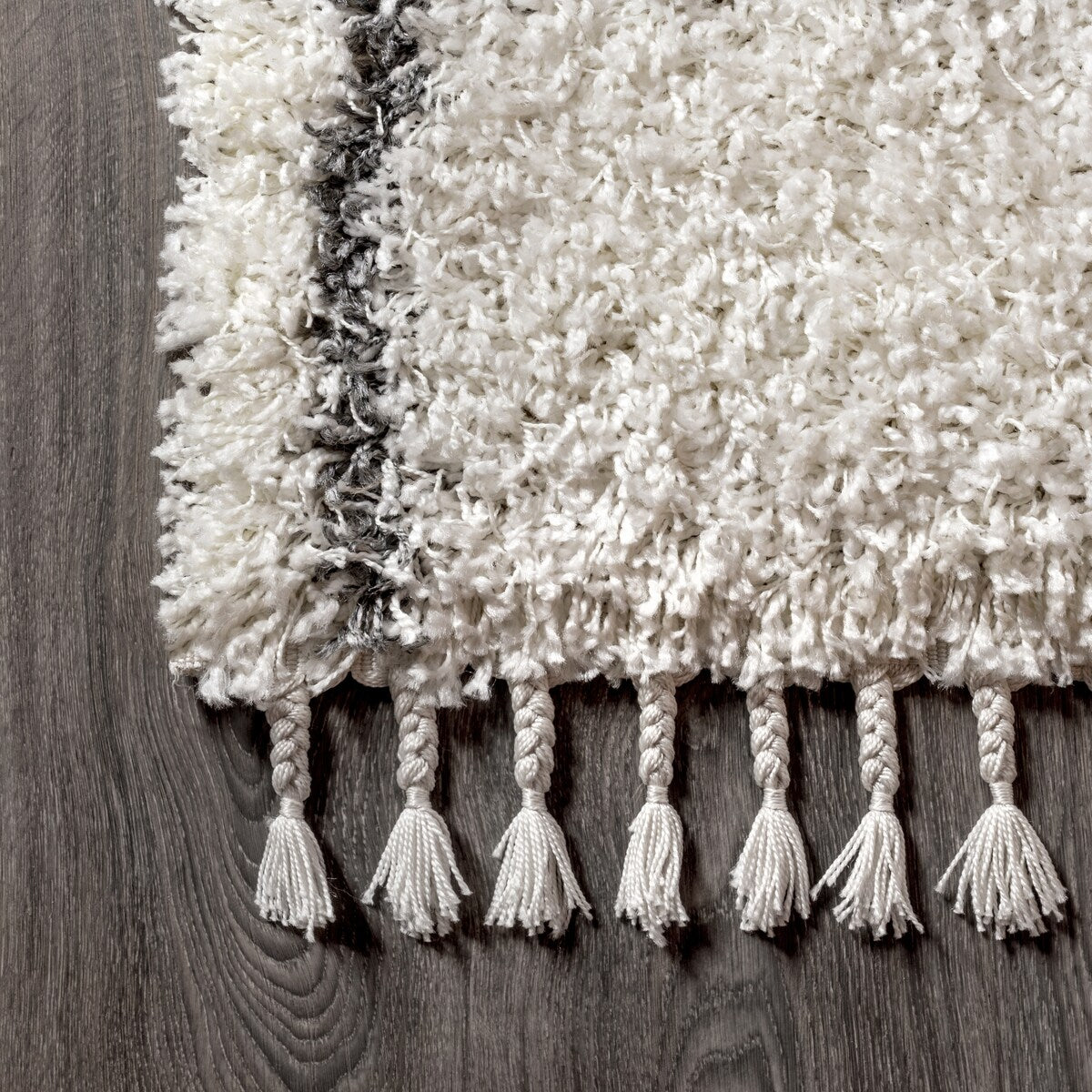 JONATHAN Y Modern Shag Plush Tassel Moroccan Geometric Trellis Area Rug