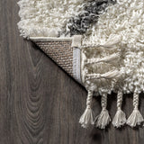 JONATHAN Y Modern Shag Plush Tassel Moroccan Diamond Area Rug