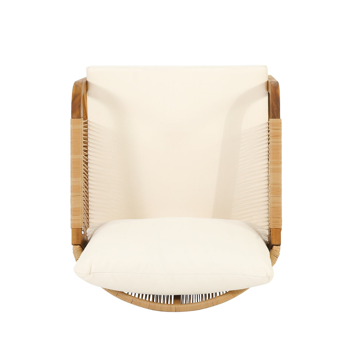 Jabe Acacia Wood and Wicker Outdoor Club Chair with Cushions by Christopher Knight Home