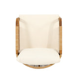 Jabe Acacia Wood and Wicker Outdoor Club Chair with Cushions by Christopher Knight Home