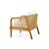 Jabe Acacia Wood and Wicker Outdoor Club Chair with Cushions by Christopher Knight Home