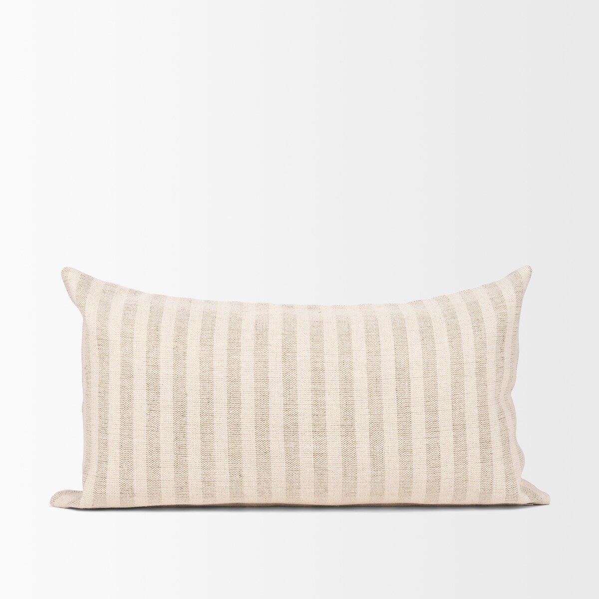 Jace Cream w/ Beige Stripe Lumbar Decorative Pillow Cover