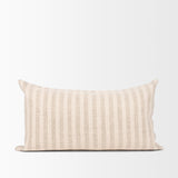 Jace Cream w/ Beige Stripe Lumbar Decorative Pillow Cover