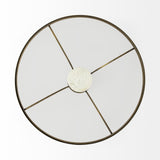 Jacinta II Glass Top with Gold Metal and White Marble Pedestal Round Side Table