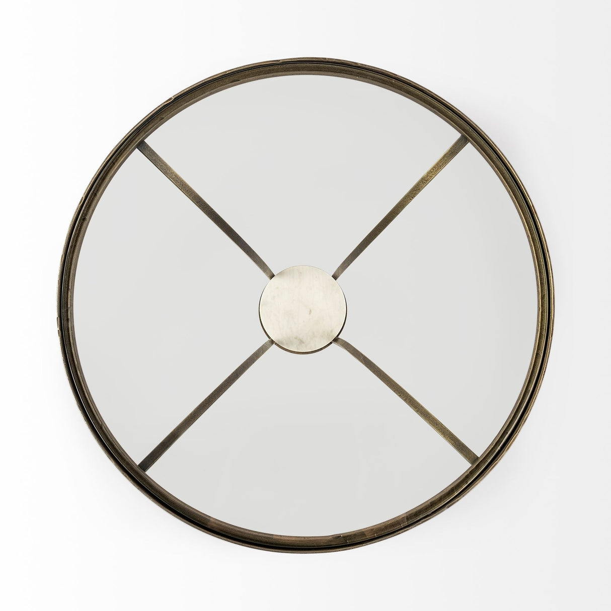 Jacinta II Glass Top with Gold Metal and White Marble Pedestal Round Side Table