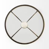 Jacinta II Glass Top with Gold Metal and White Marble Pedestal Round Side Table