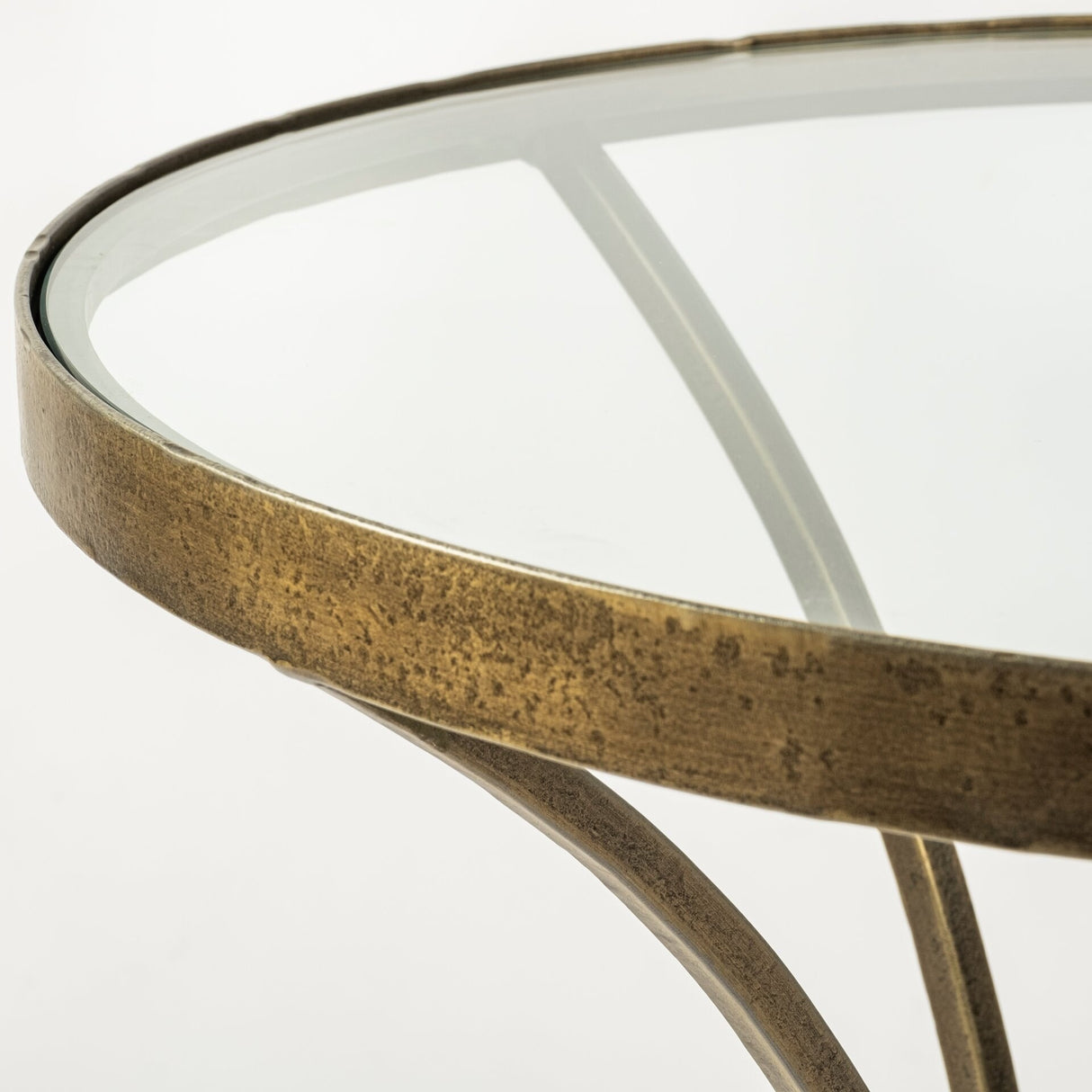 Jacinta II Glass Top with Gold Metal and White Marble Pedestal Round Side Table