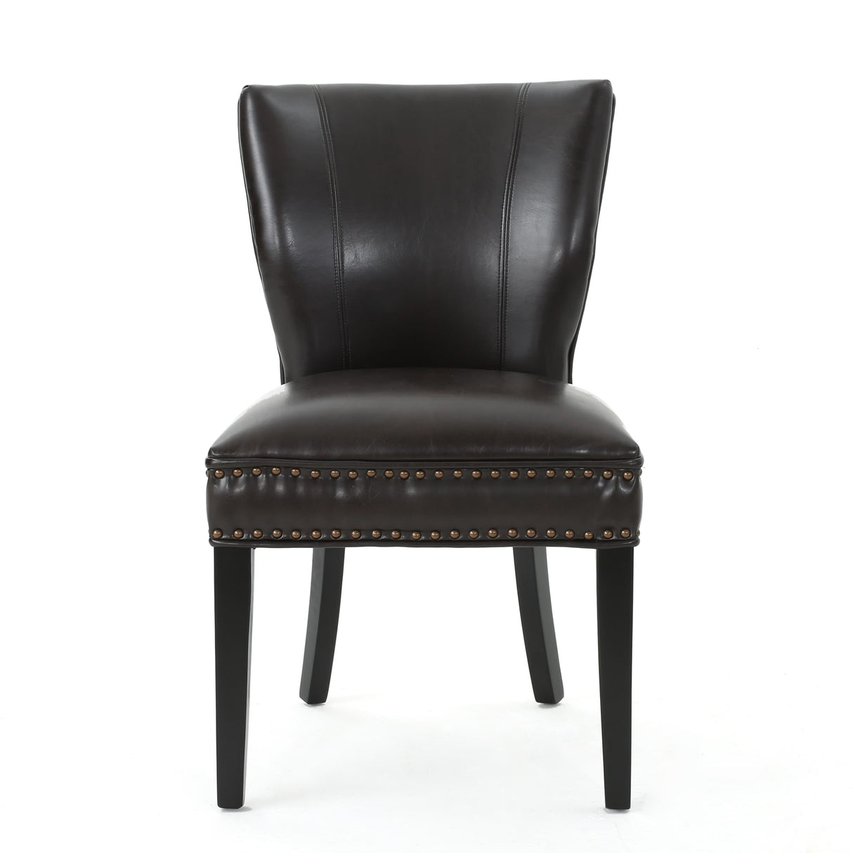 Jackie Contemporary Bonded Leather Dining Chair with Nailhead Accents by Christopher Knight Home
