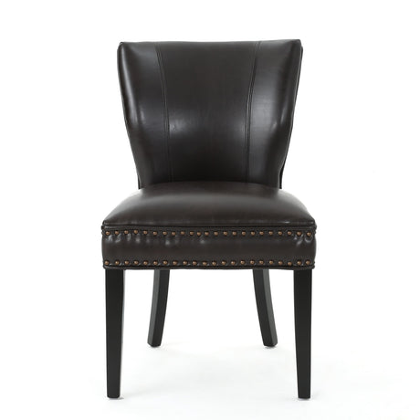 Jackie Contemporary Bonded Leather Dining Chair with Nailhead Accents by Christopher Knight Home