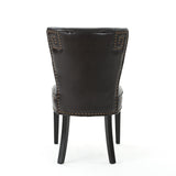 Jackie Contemporary Bonded Leather Dining Chair with Nailhead Accents by Christopher Knight Home