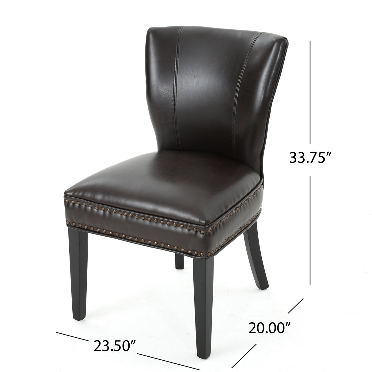 Jackie Contemporary Bonded Leather Dining Chair with Nailhead Accents by Christopher Knight Home