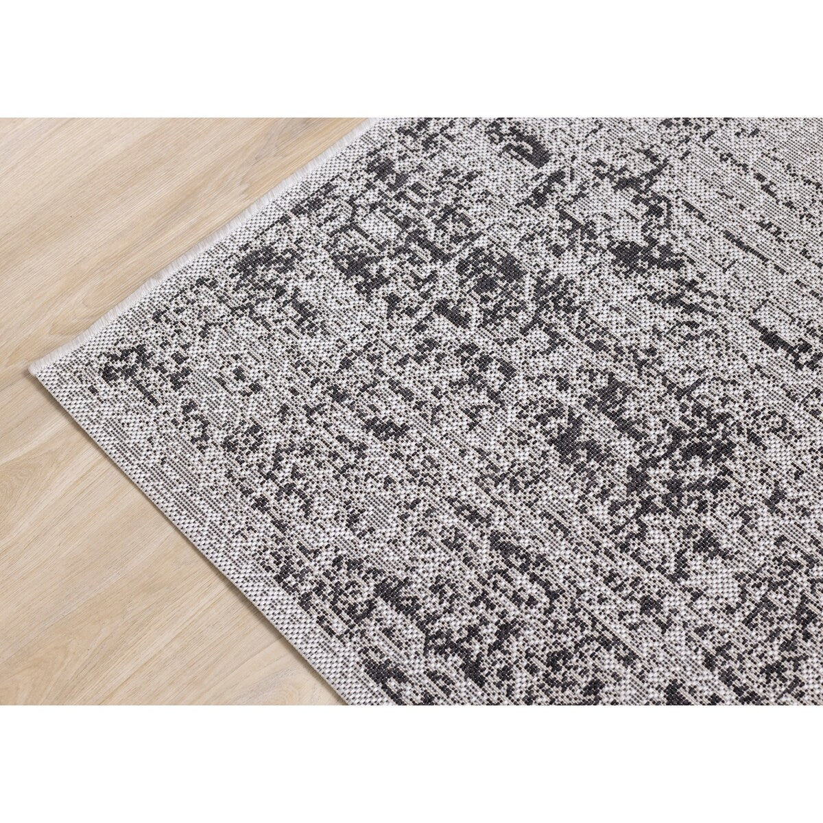 Jackson Collection - Grey/Black Distressed Traditional Indoor/Outdoor Area Rug