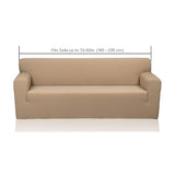 Chiara Rose Jacquard Anti-Slip 1-Piece Spandex Elastic Couch Stretch Box Cushion Sofa Slipcover Beige