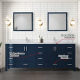 Jacques 84 in. W x 22 in. D Navy Blue Double Bath Vanity and Carrara Marble Top