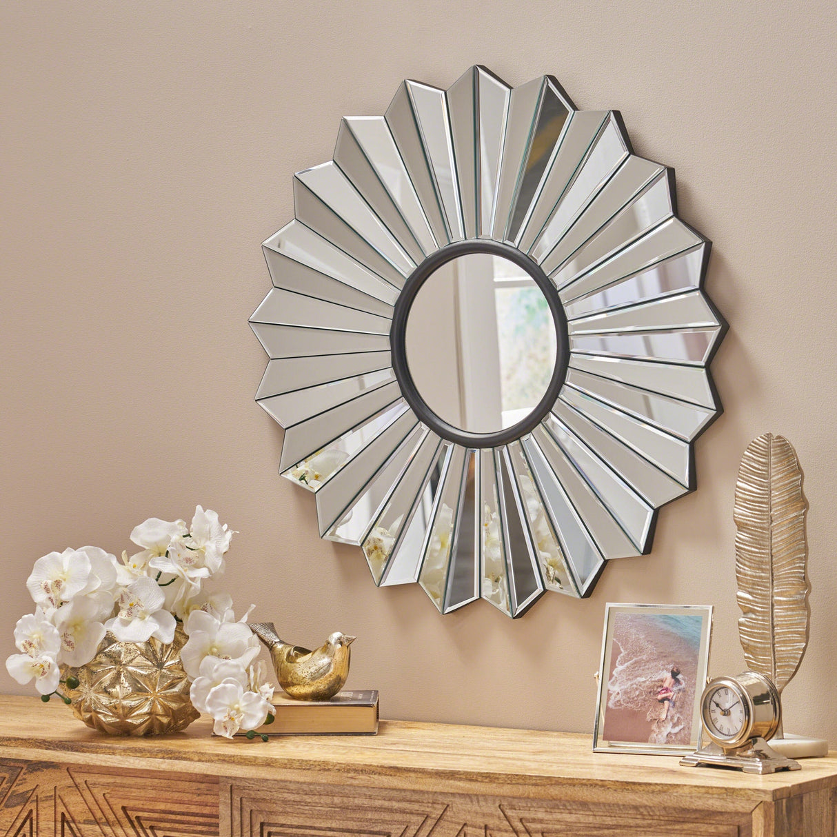 Jacques Glam Flower Wall Mirror by Christopher Knight Home - N/A