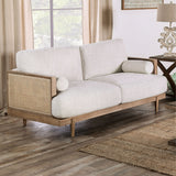 Jacques Mid Century Modern Rattan Loveseat with Pillow Back by Furniture of America