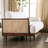 Jacques Mid Century Modern Rattan Loveseat with Pillow Back by Furniture of America