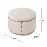 Jaewon Studded Velvet Round Ottoman Stool by Christopher Knight Home