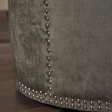 Jaewon Studded Velvet Round Ottoman Stool by Christopher Knight Home