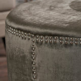Jaewon Studded Velvet Round Ottoman Stool by Christopher Knight Home