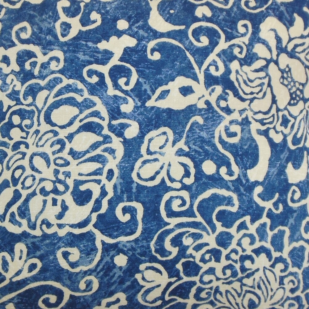 Jaffna Floral Down Filled Throw Pillow Blue