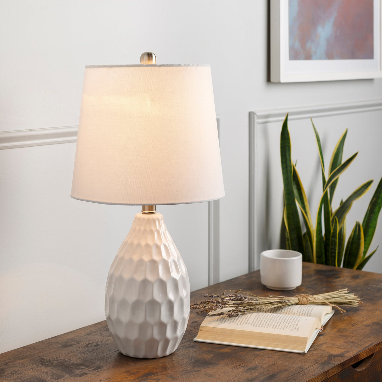 Livabliss Jalen Modern White Ceramic Table Lamp - 22"H x 11"W x 11"D