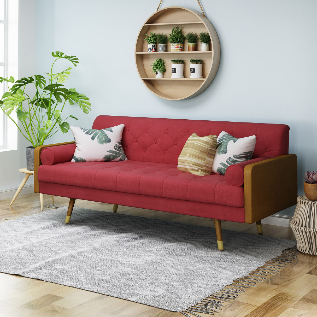 Jalon Tufted Fabric Sofa by Christopher Knight Home