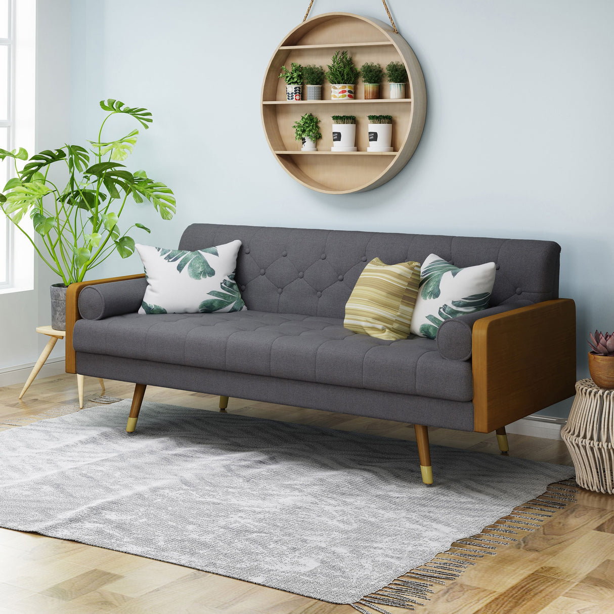 Jalon Tufted Fabric Sofa by Christopher Knight Home