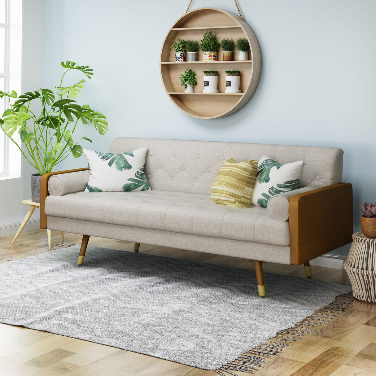 Jalon Tufted Fabric Sofa by Christopher Knight Home
