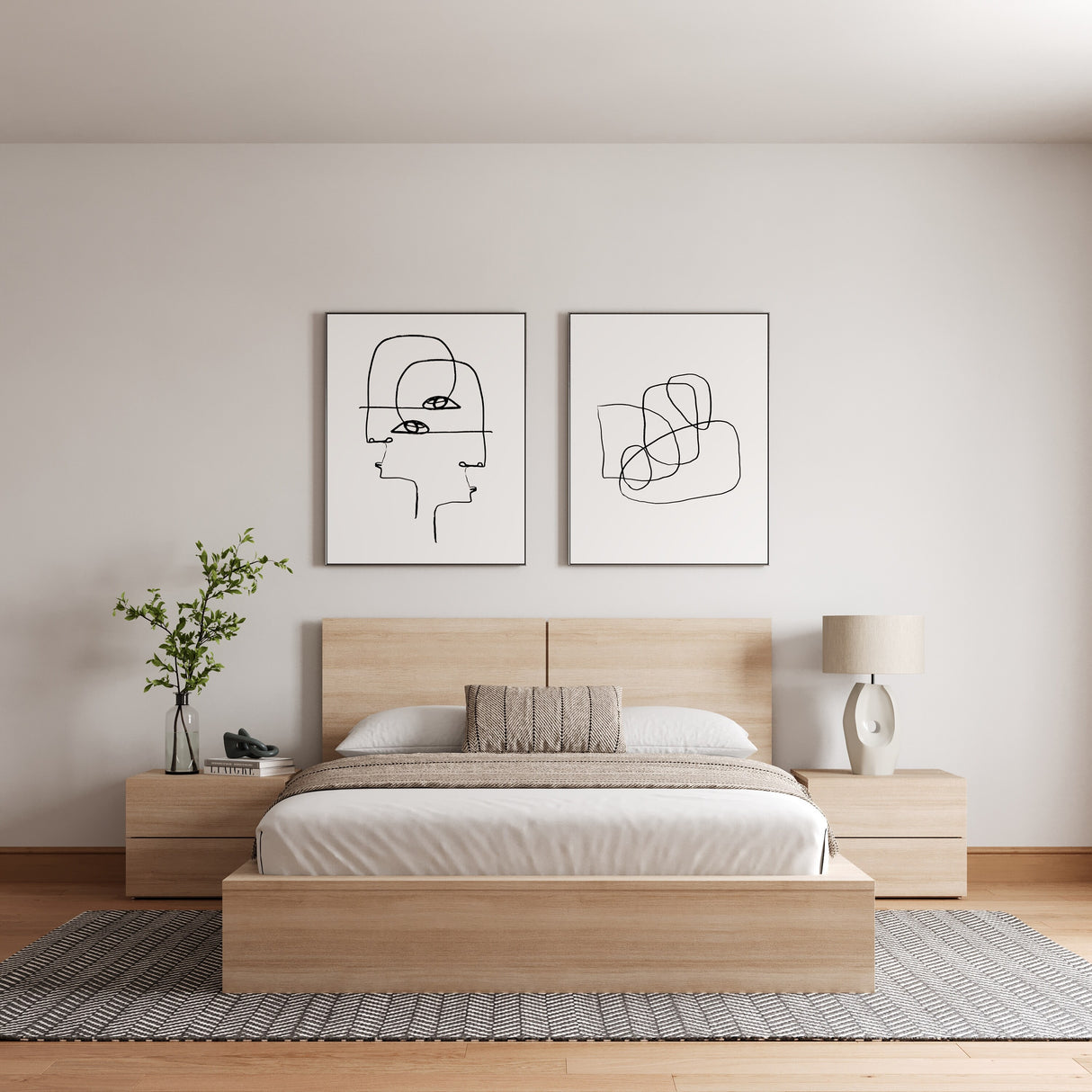 James 4-Piece Bedroom Set with Bed, Headboard, and 2 Nightstands