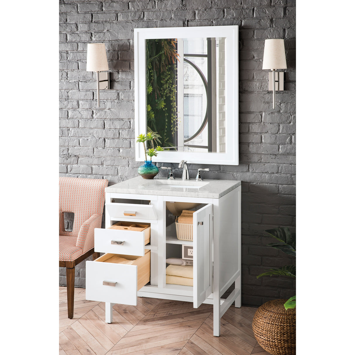 James Martin Vanities Addison 30" Single Vanity, Glossy White