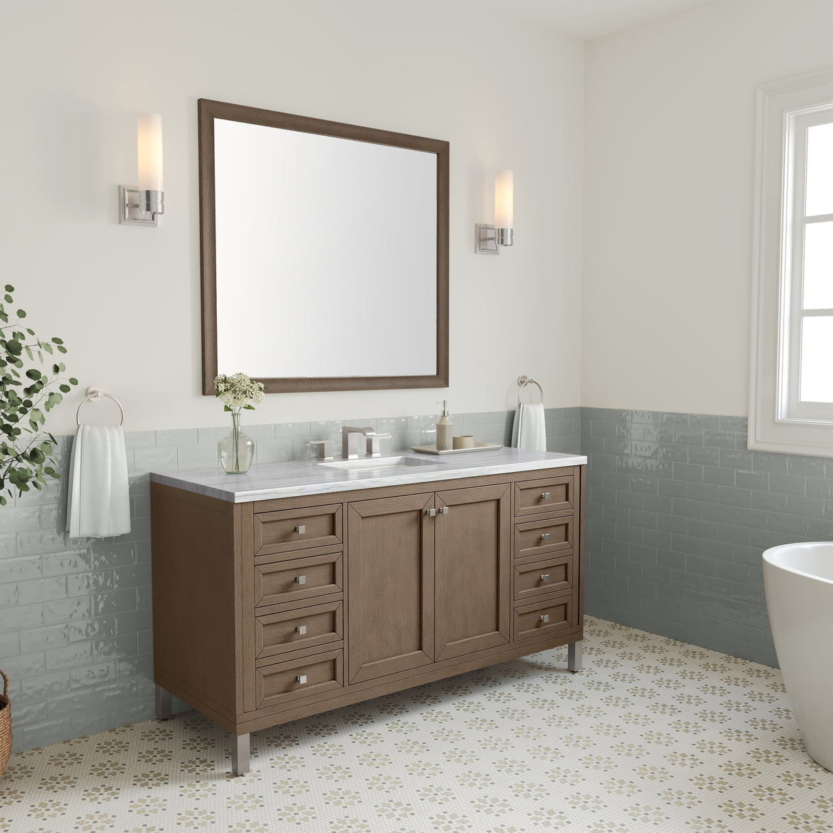 James Martin Vanities Chicago 60" Single Vanity, Whitewashed Walnut