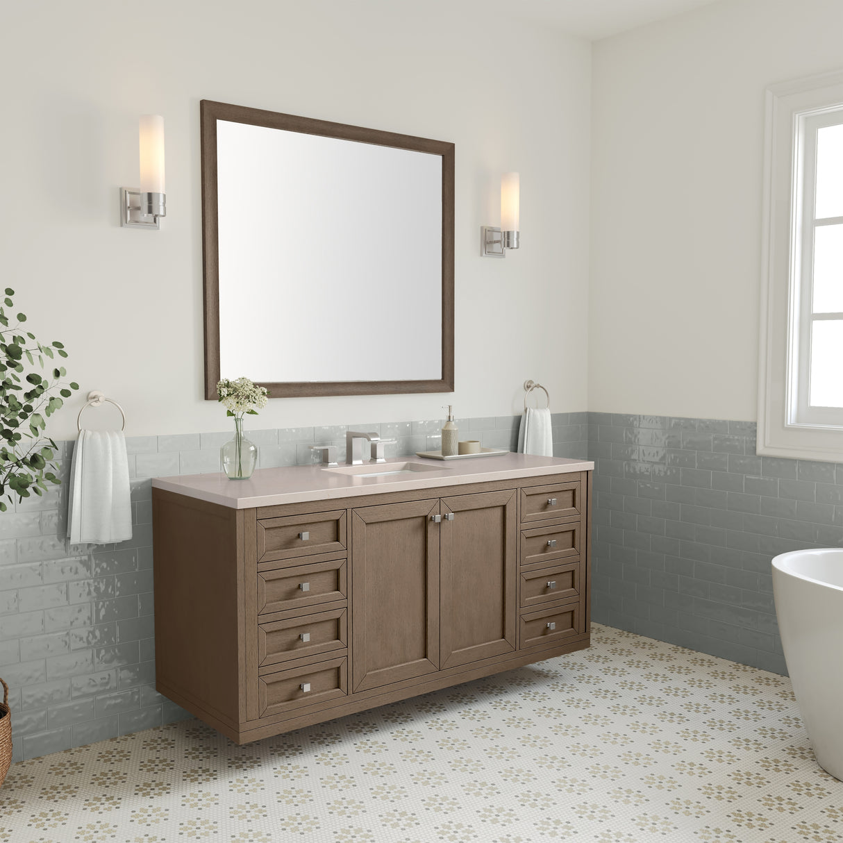 James Martin Vanities Chicago 60" Single Vanity, Whitewashed Walnut