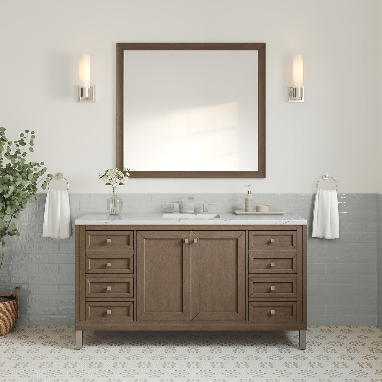 James Martin Vanities Chicago 60" Single Vanity, Whitewashed Walnut