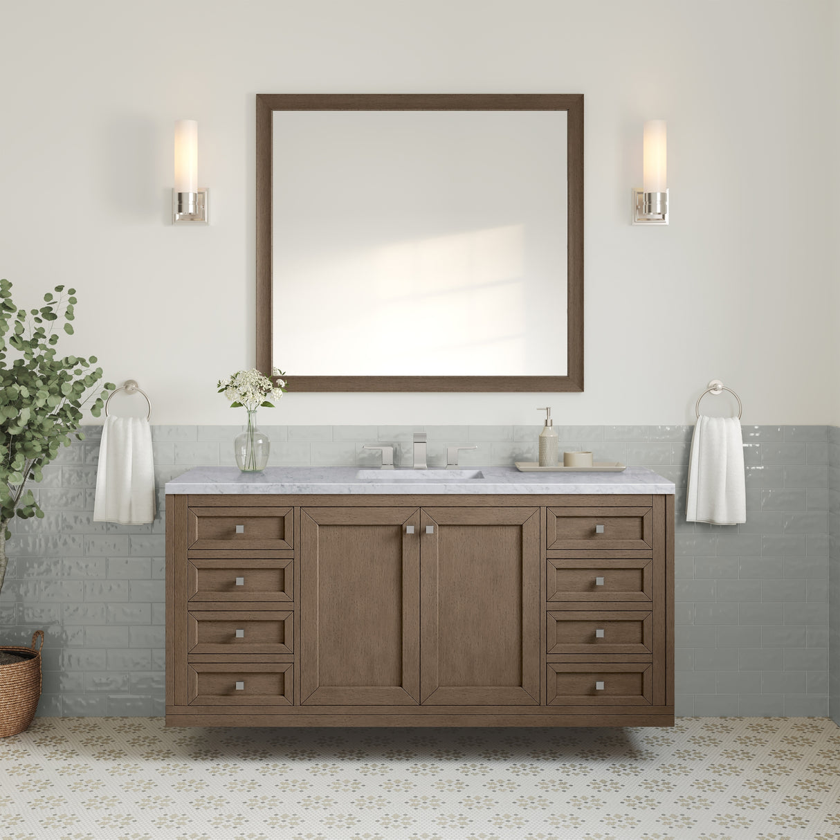 James Martin Vanities Chicago 60" Single Vanity, Whitewashed Walnut