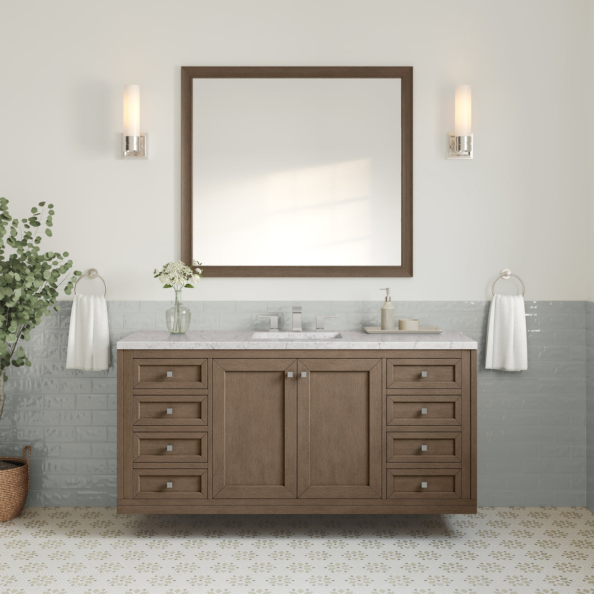 James Martin Vanities Chicago 60" Single Vanity, Whitewashed Walnut