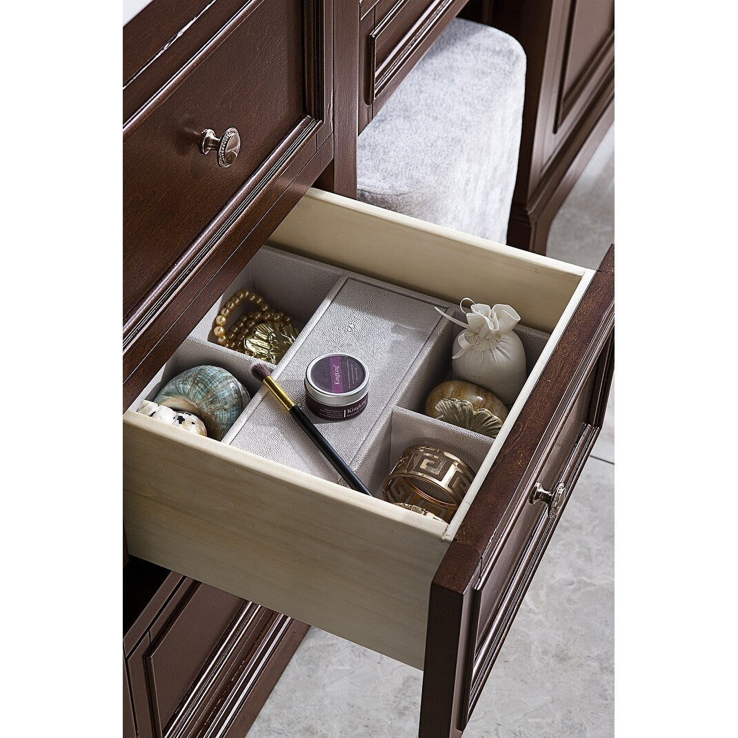James Martin Vanities De Soto 94" Double Vanity Set with Makeup Table, Burnished Mahogany