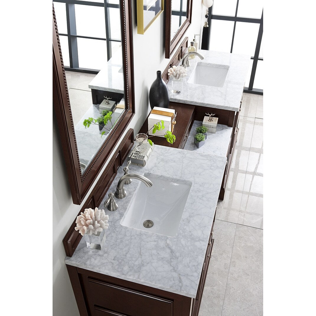 James Martin Vanities De Soto 94" Double Vanity Set with Makeup Table, Burnished Mahogany