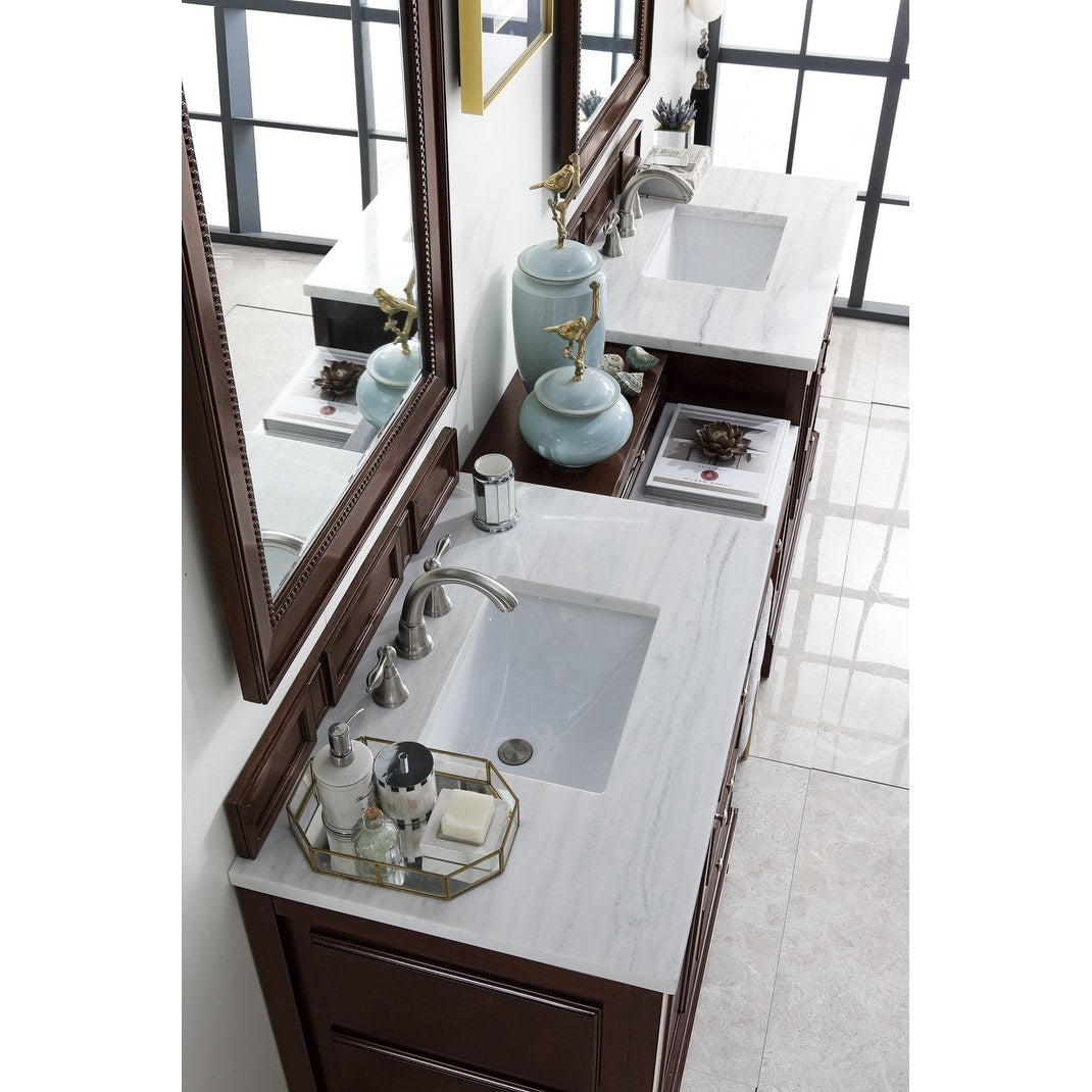 James Martin Vanities De Soto 94" Double Vanity Set with Makeup Table, Burnished Mahogany