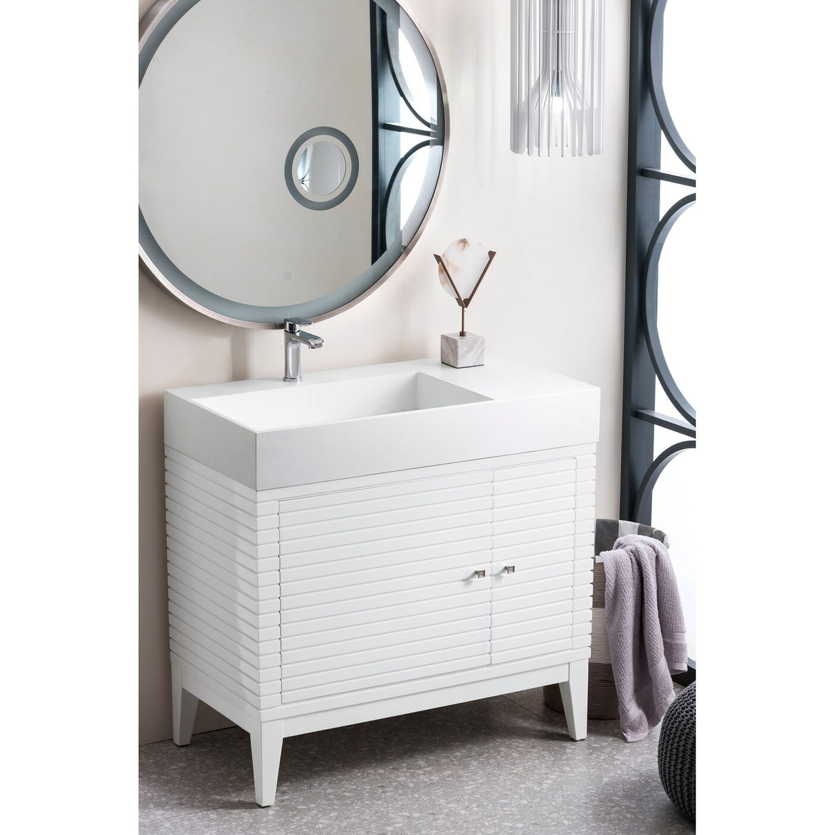 James Martin Vanities Linear 36" Single Vanity, Glossy White