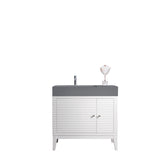 James Martin Vanities Linear 36" Single Vanity, Glossy White